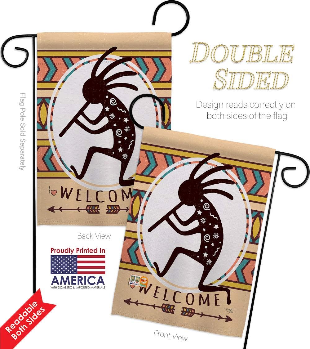 Welcome Kokopelli Dance Garden House Flags Set Country Living Southwest Desert Cactus Succulent Particular Area Small Decorative Gift Yard Banner Double-Sided Made In USA 28 X 40