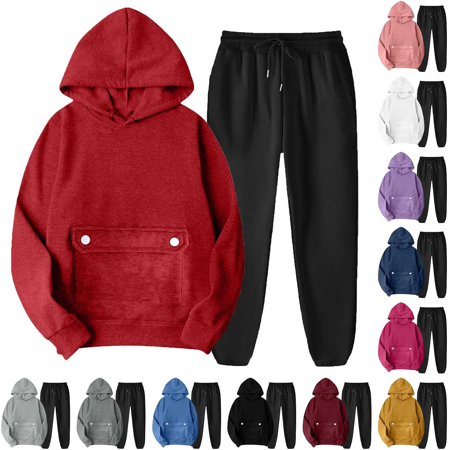 HGps8w 2 Piece Tracksuit Sets for Women Pullover Loose Hoodies Long Sleeve Jogging Sweatsuits Lounge Outfits with Pockets