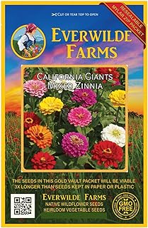 Sponsored Ad - Everwilde Farms - 200 California Giants Mix Zinnia Wildflower Seeds - Gold Vault Jumbo Seed Packet