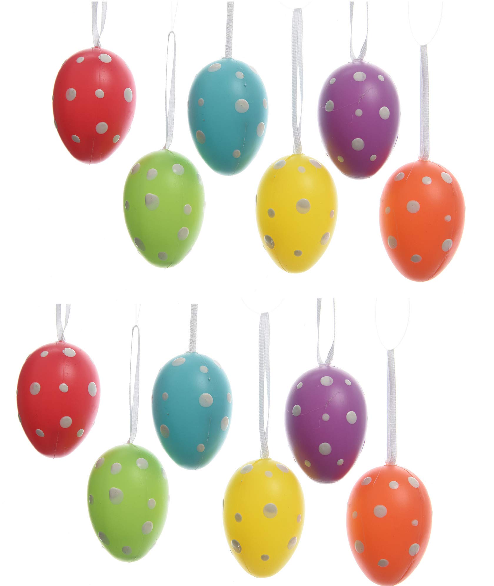 Auejacky 24 Uova Di Pasqua Colorate In Plastica Con Appendino - Decorazioni Pasquali 6x4 Cm, Multicolore - 6