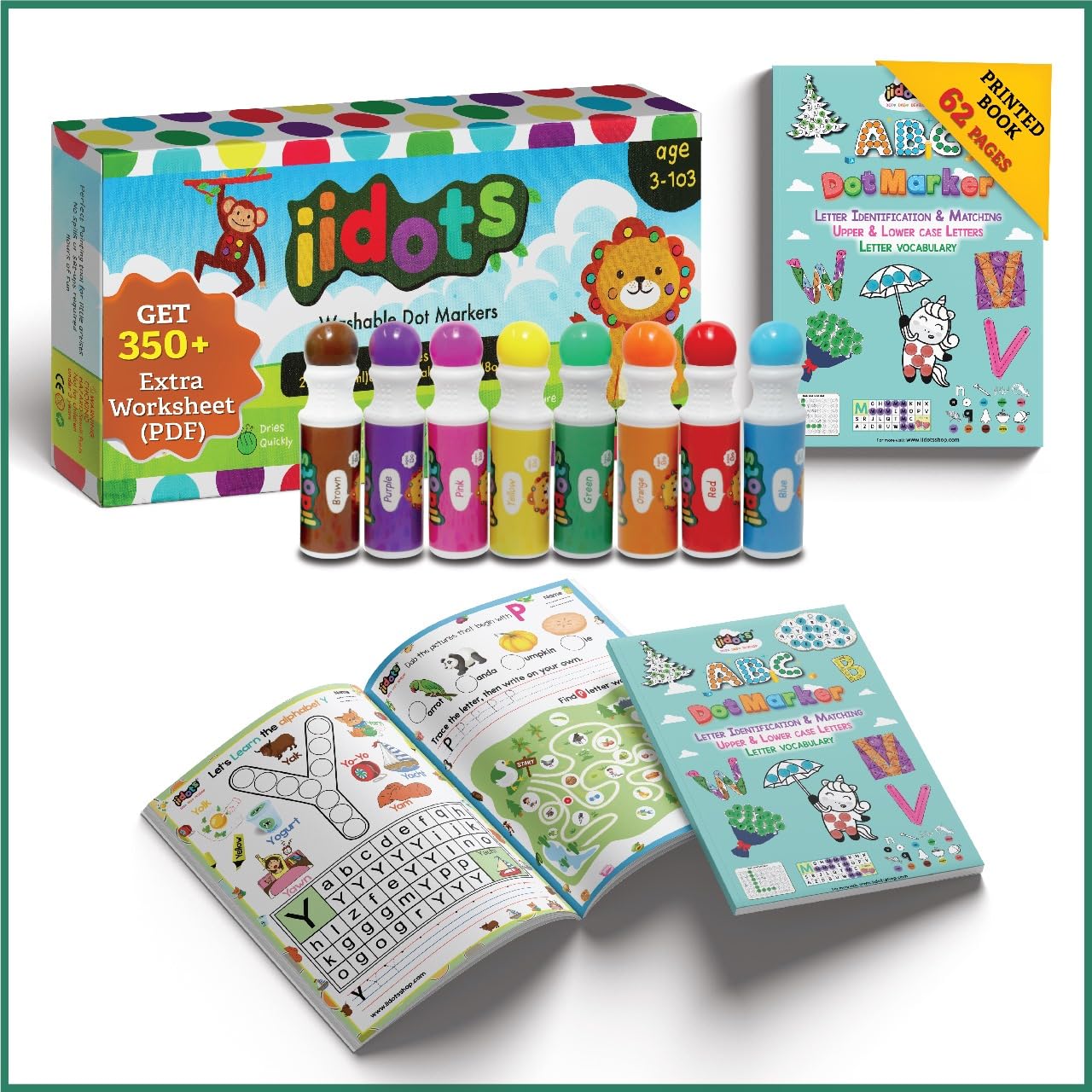 See full amazon price history chart for IIDOTS Washable 8 Rainbow Dot Markers Kit with 1 ABC Book Include 350+ Worksheet PDF for Kids, Toddlers, pre School Children, 3+ Years Old IIDOTS Washable 8 Rainbow Dot Markers Kit with 1 ABC Book Include 350+ Worksheet PDF for Kids, Toddlers, pre School Children, 3+ Years Old (B0CW5VPHPM) Amazon Price History, Amazon Price Tracker