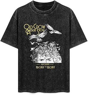 Men's Women's Old Crow Music Medicine Show Band Oversized T Shirts Vintage Round Neck Short Sleeve Shirt for Men Women L