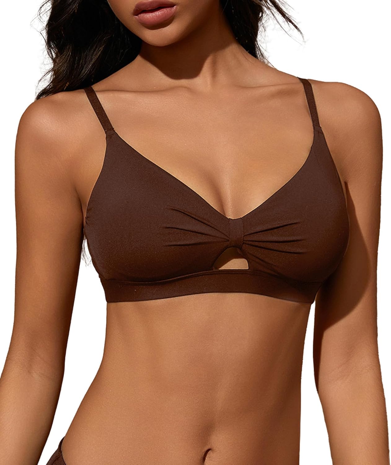 Women's Workout Sports Bras Fitness Low Impact Bra Removable Cups Sexy Bow Openwork Gym Yoga Bra