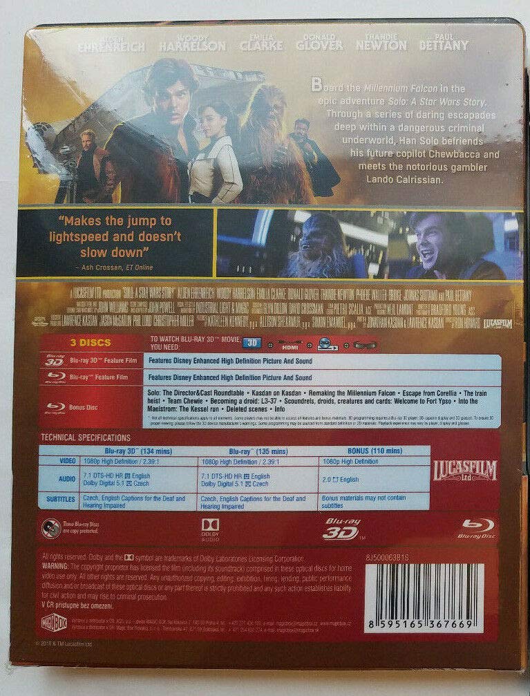 Solo: A Star Wars Story 3D Embossed Region-Free Steelbook (Film Arena 3-disc set. 3D+Blu-ray)