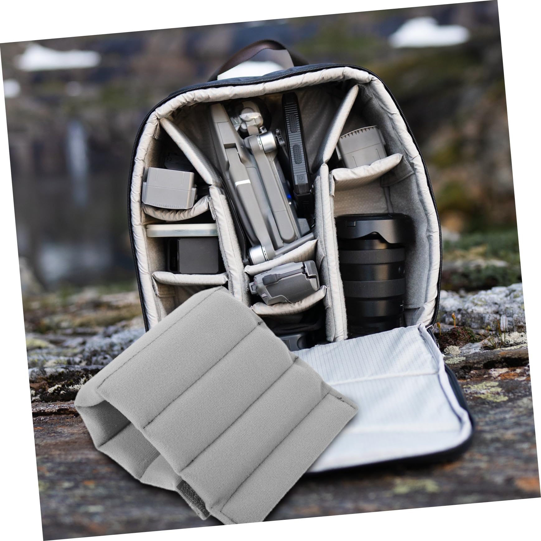 Uonlytech 8 Stk Kamerataschenteiler Trennwände Beutel Kameraeinsatz Für Rucksack Kamera-einstecktasche Kamerataschen-trennset Abteil N Rolltrennwand Aus Grauem Wildleder Suite