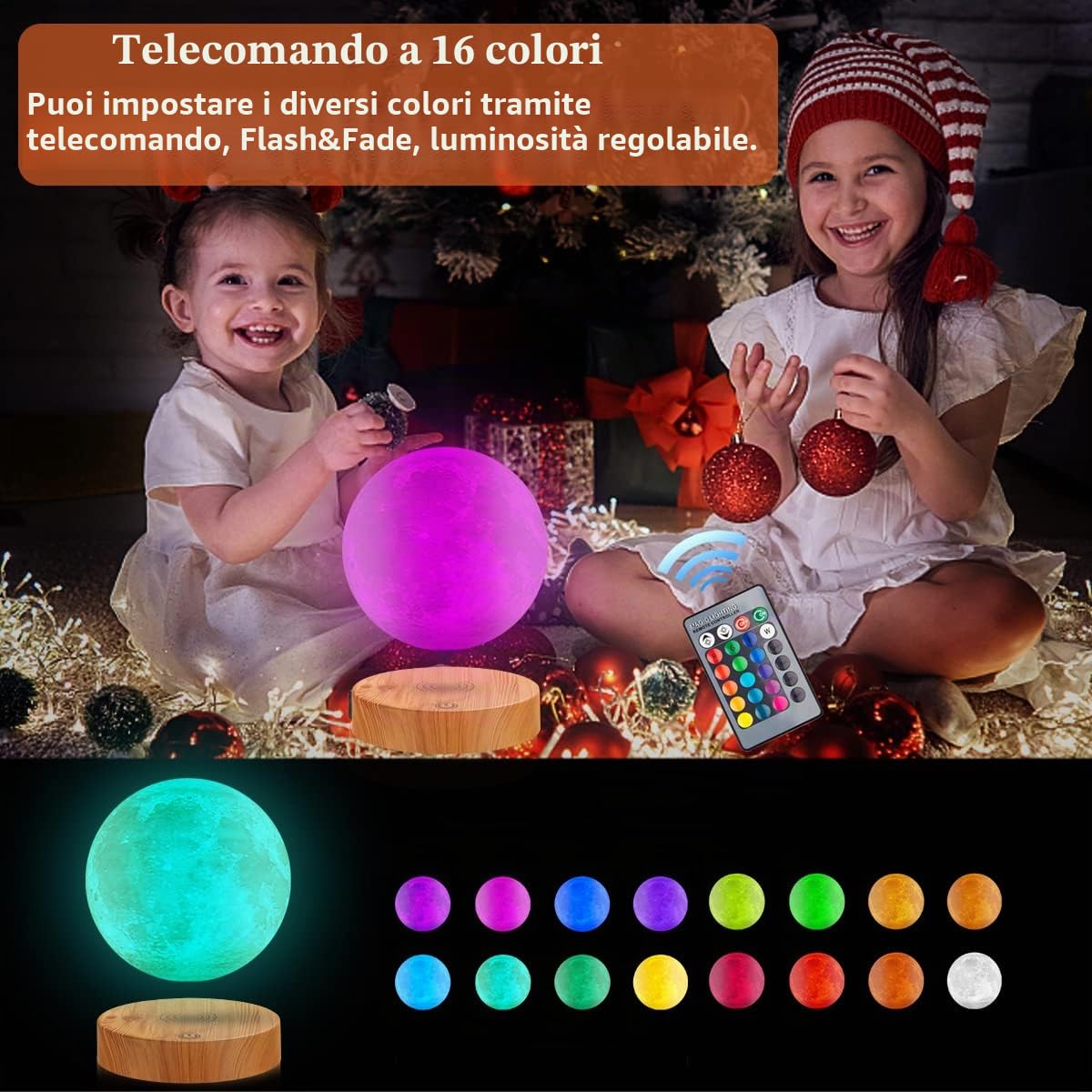 Lampada lunare a levitazione, luce lunare 3D galleggiante a LED luna a levitazione magnetica luci notturne per la decorazione dell'ufficio in camera regali fantastici (16 Colori)