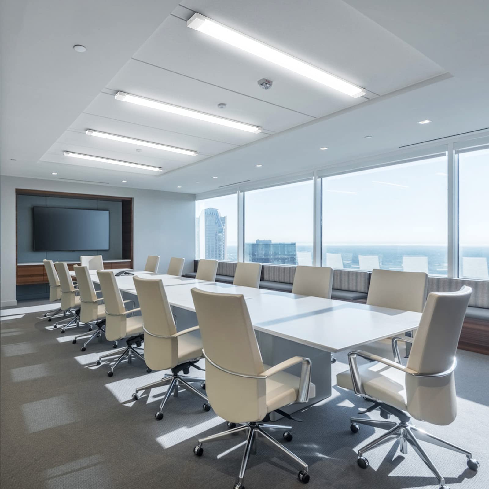 SHOPLED 4FT LED Shop Light, 36W 4000LM 6000K Cool White, Super Bright 4 Foot LED Ceiling Lights Fixture, Linkable LED Lighting Fixture for Office, Garage, Workshop, 4 Pack