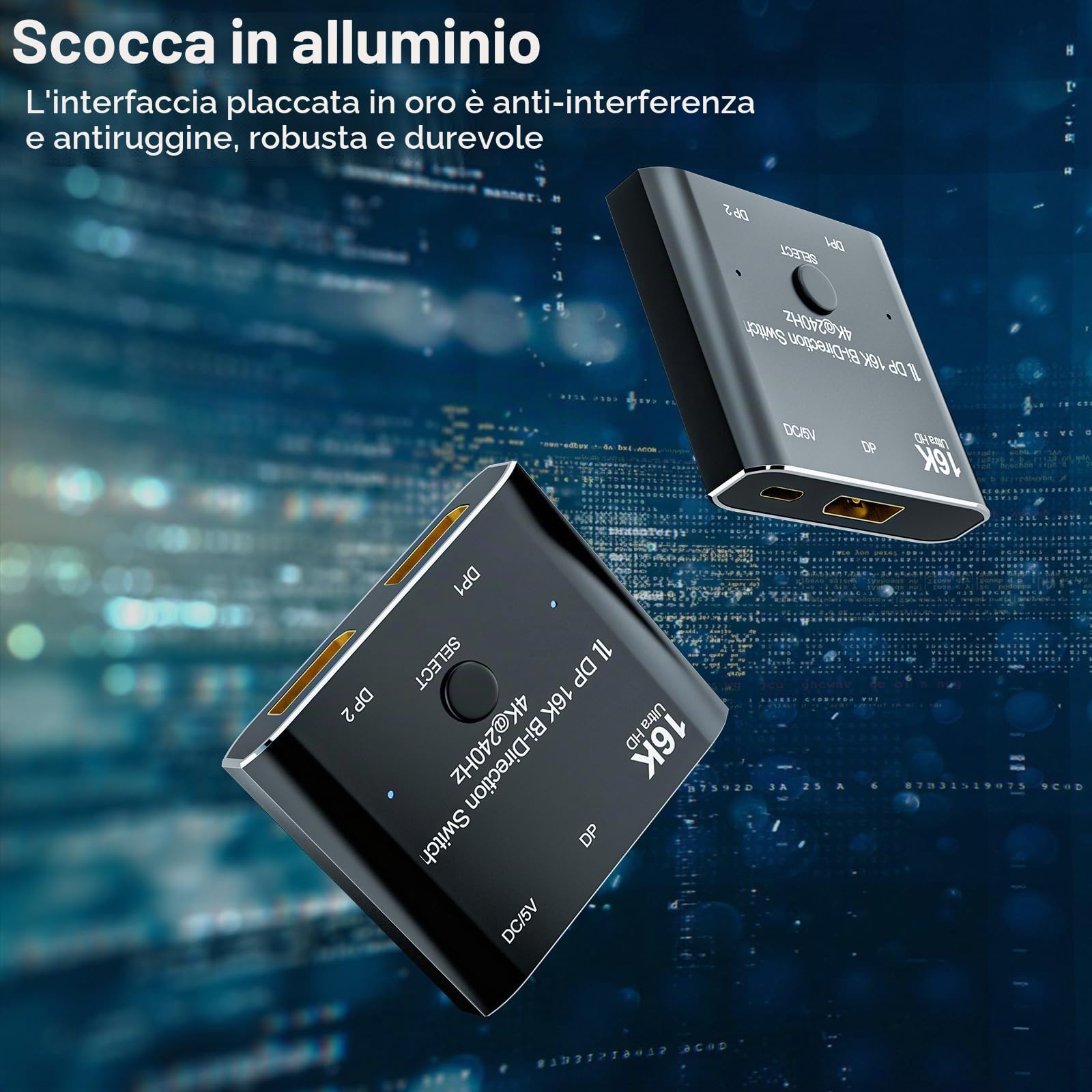 DisplayPort 2.1 8K 10K 16K DP Switch Bi-Direction 8K@120Hz 4K@240Hz Splitter Video Converter per più sorgenti e display