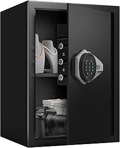 Marcree 2.05 Cub Safe Box, Safes for Home with Digital Keypad, Steel Inner Cabinet, Money Safe with Removable and Adjustable Shelf, LED Light, Cabinet Safes for Office Hotel