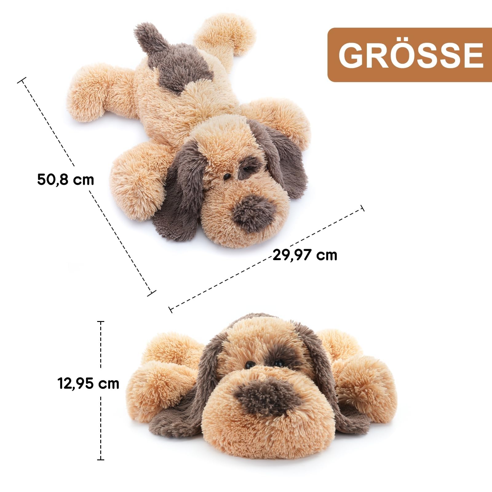WEIGEDU Plüschhund Kuscheltier – Weiches Stofftier Hund – 50,8 cm Lang – Kuscheliger Plüschhund für Kinder & Erwachsene – Geschenkidee für Geburtstage & Weihnachten | Huggable Beagle Labrador Retriever, liegend, super weich, für Kinder, Mädchen, Jungen, B