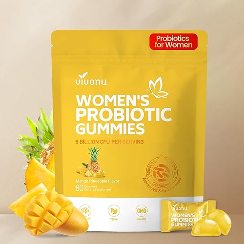 VivoNu Gomitas de Piña para Mujeres Ph, Gomitas de Probióticos para Mujeres, Gomita de Equilibrio Femenino, Gomitas de Probióticos de Mango y Piña