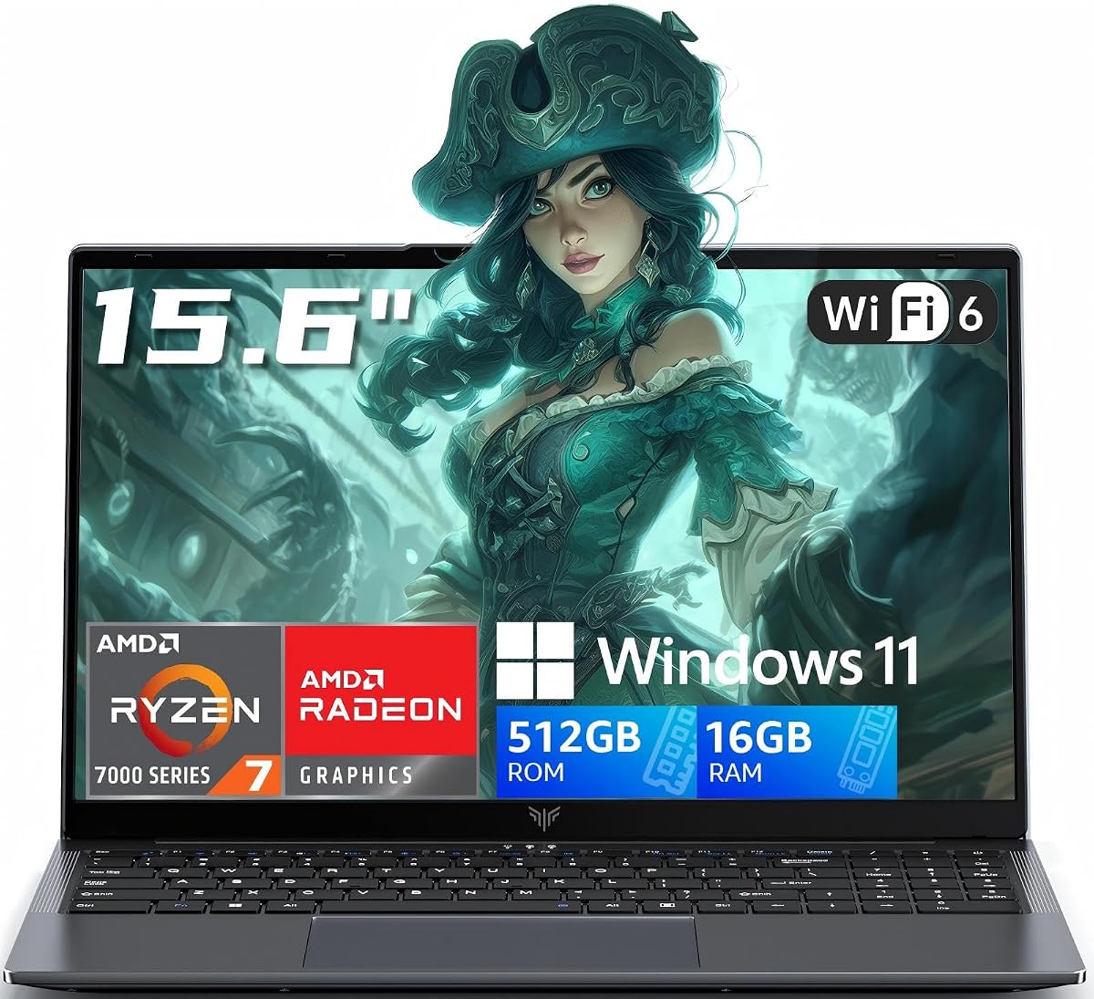 Portátil para juegos AMD 2026, pantalla FHD de 15,6 pulgadas, AMD Ryzen 7 5700U (8C/16T, hasta 4,3 GHz) 16 GB de RAM 512 GB NVMe SSD, portátil con Windows 11, WiFi-6, HDMI tipo C USB 3.2, portátil de trabajo, portátiles de oficina, portátil para estudiantes