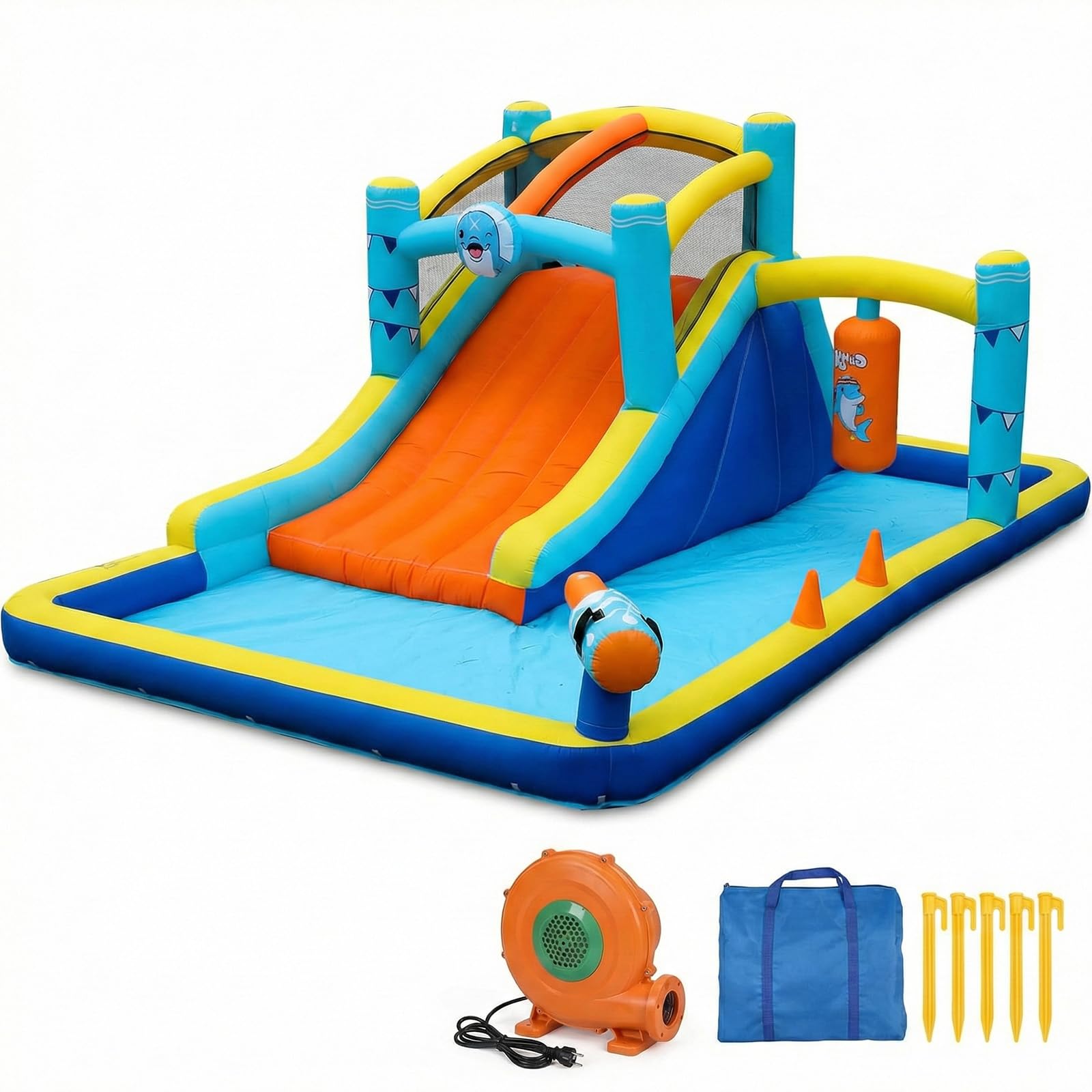 Photo 1 of **SIMILAR ITEMS**TABU Bounce House with Slide, Inflatable Castle with Splash Pool Water Cannons, Outdoor/Indoor Bouncy House with Air Blower, Ball Pit, Boxing, Climbing Wall, for Kids Aged 3-12(187.2x112x73.2IN)