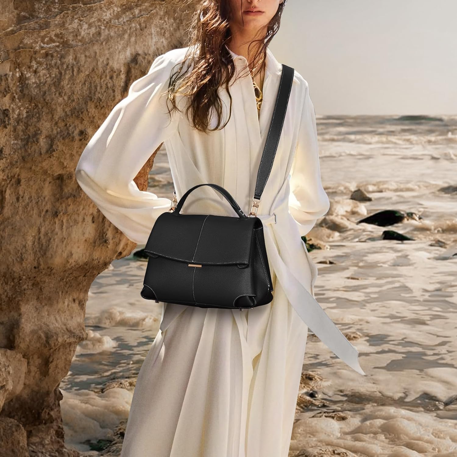 HICARRY Top Handle Bag Handbags Large Faux Leather Satchel Bags for Women Luxury Designer Business Crossbody Work Tote Purse - Image 2