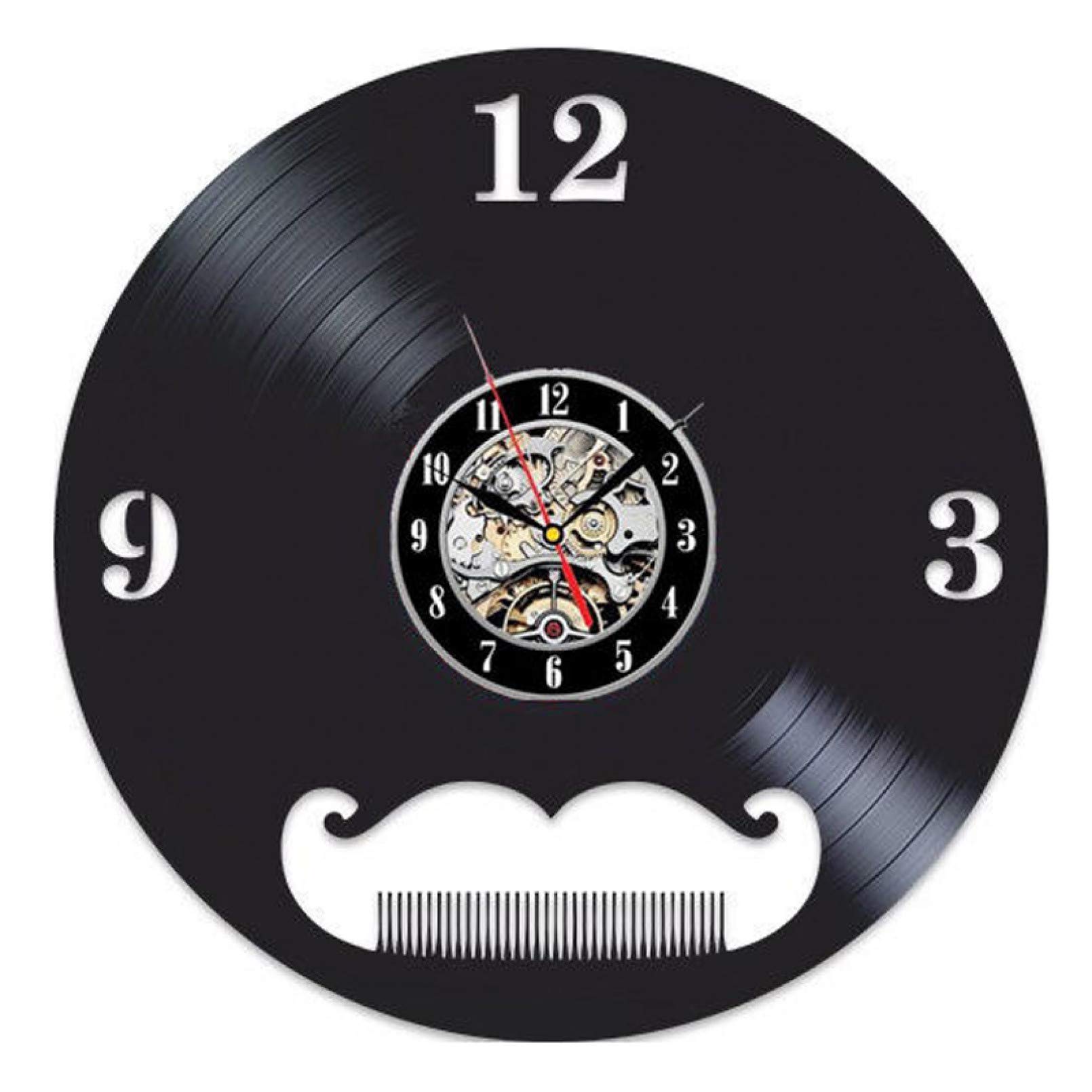suhang Barber Shop Pole Business Sign Wall Clock with Luminous Hairdressers Gift