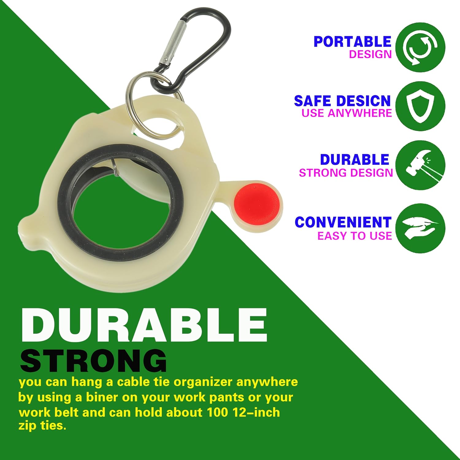 Zip Tie Organizer(1PC)-Light Plastic Cable tie Holder without Unnecessary Waste and Simple Use-Reusable Cable Tie Organizer and Glow in the Dark