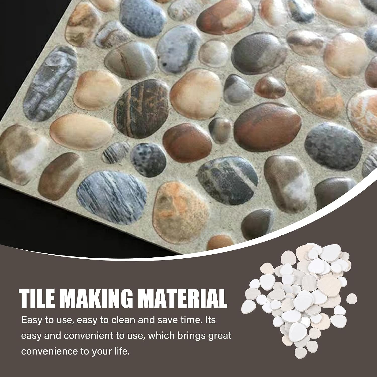 jojofuny DIY Mosaic Tile Making Material Pebble Stones Lightweight Portable Irregular for Crafts Garden Bathroom Floor Decoration