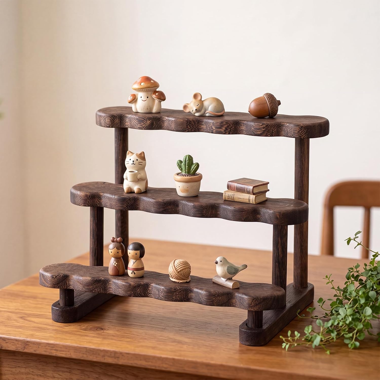 Novabright 3 Tier Trinket Shelf Wooden Shadow Box Shelves for Trinkets