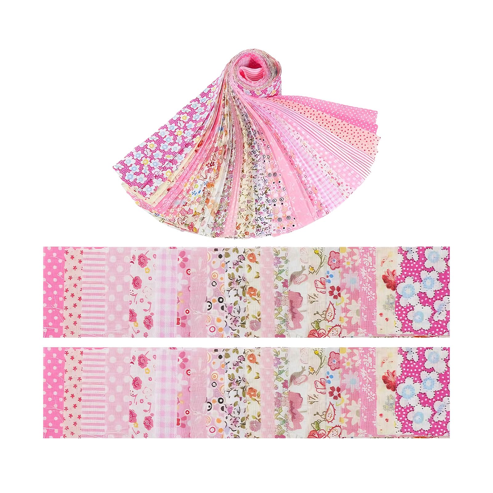Piceioep Of 40 Vibranting Florals Roll Quilt Strips Cotton Fabric for Sewing and Crafting Projects Roll Strips Quilting Cotton