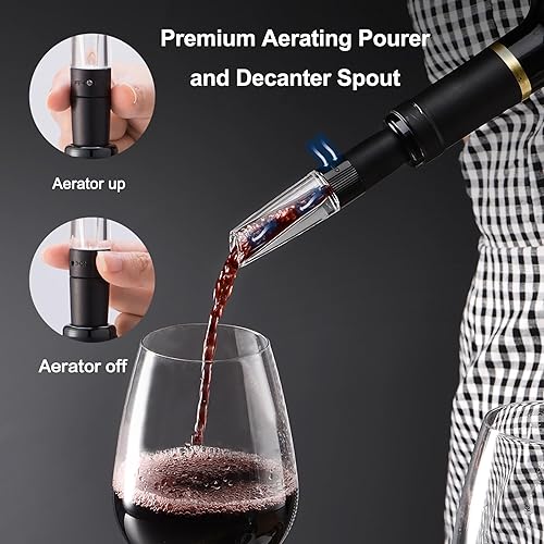 Miniatura 5 de Ataller Juego de abridores eléctricos de botellas de vino 4 en 1, sacacorchos automáticos recargables por USB con 1 vertedor de vino y 1 cortador de