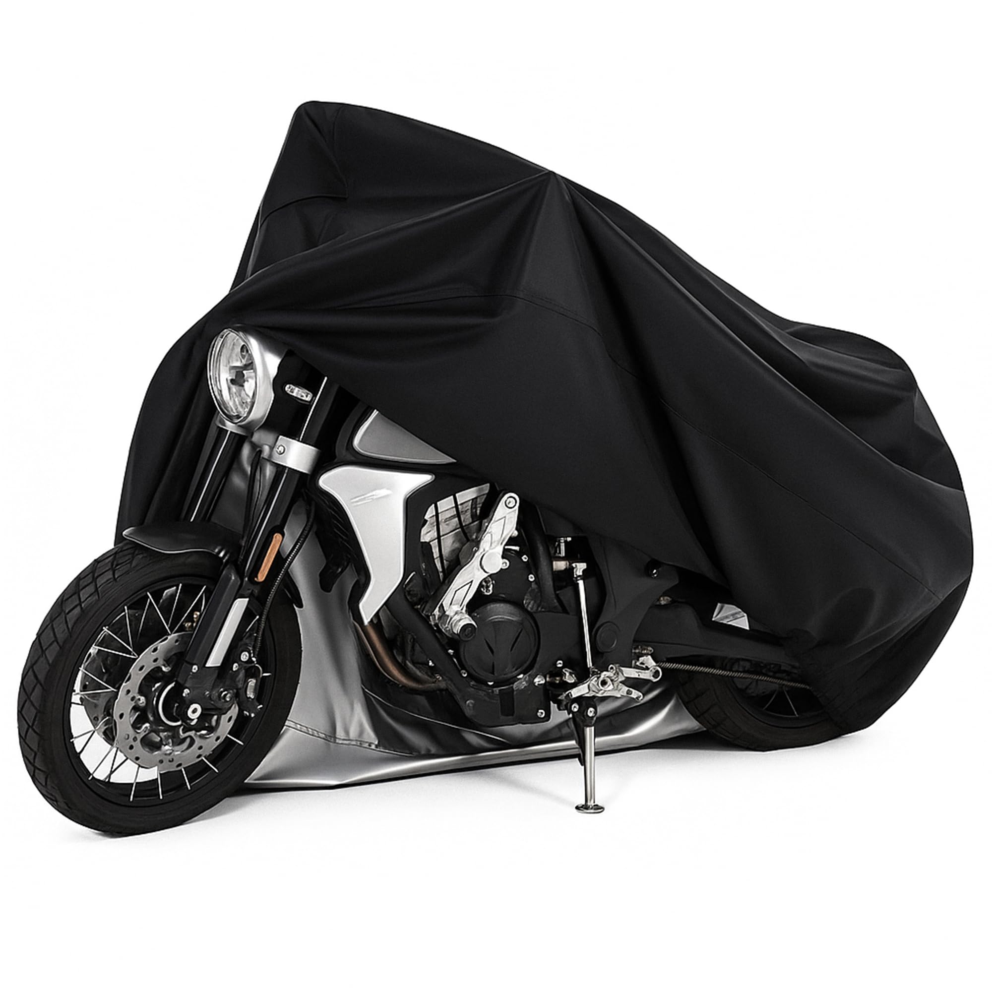 Motorcycle Cover,Motorbike Cover All Season Universal Weather Waterproof Sun Outdoor Protection with Lock-Holes & Storage Bag, 3XL Motorcycles Vehicle Cover Black MOTOR BIKE-3XL