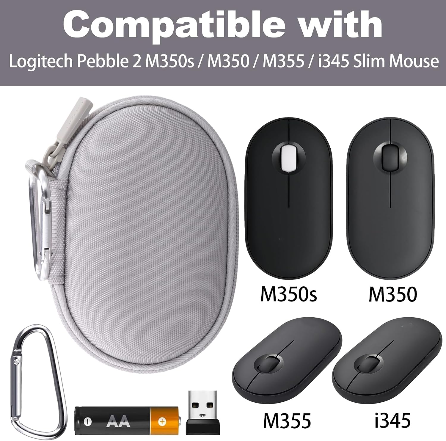 co2CREA Hard Case for Logitech Pebble M350/M350s/M355/i345 Mouse, Off White image 3