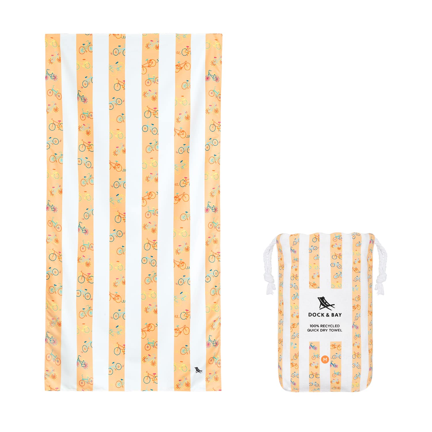 Dock & Bay Kid's Towel - for Beach Use - Quick Dry, Sand Free - Compact, Lightweight - 100% Recycled - Includes Bag - Bike Bike Baby, Large (160x90cm, 63x35)