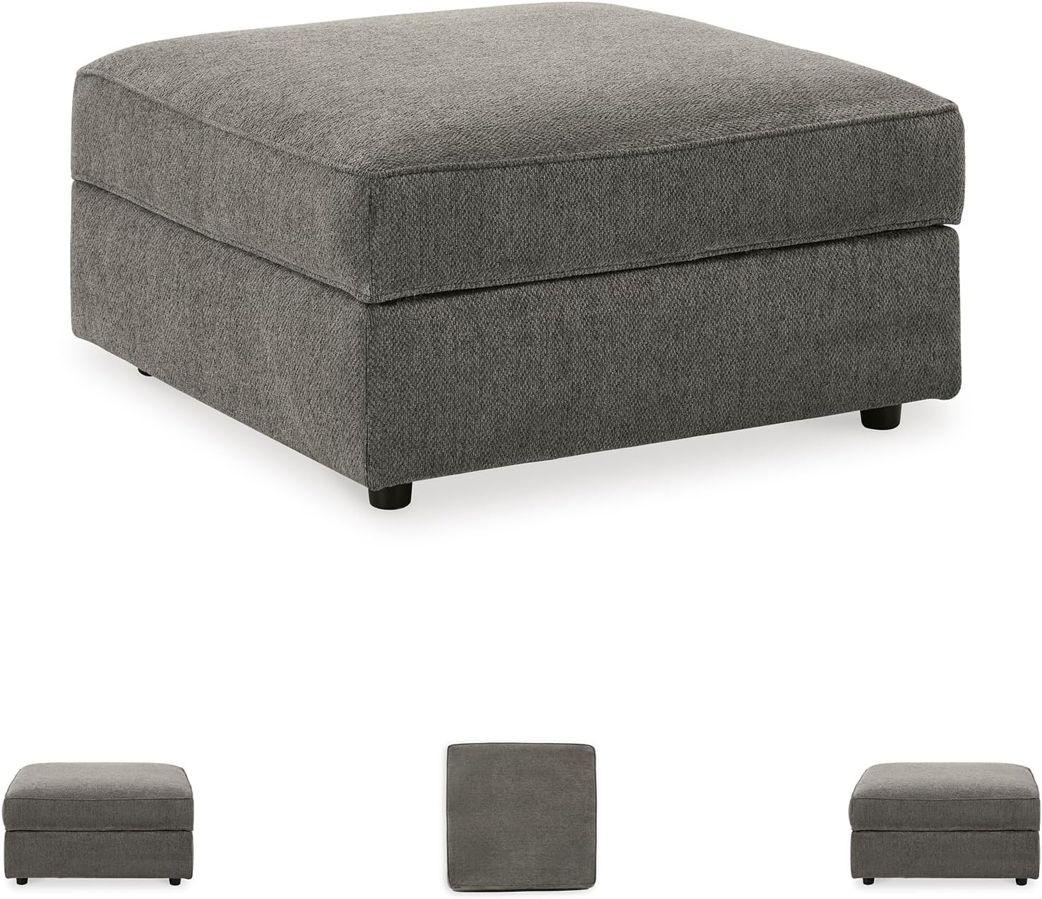 Signature Design by Ashley O'Phannon Casual Upholstered Ottoman with Storage and Removable Top, Gray