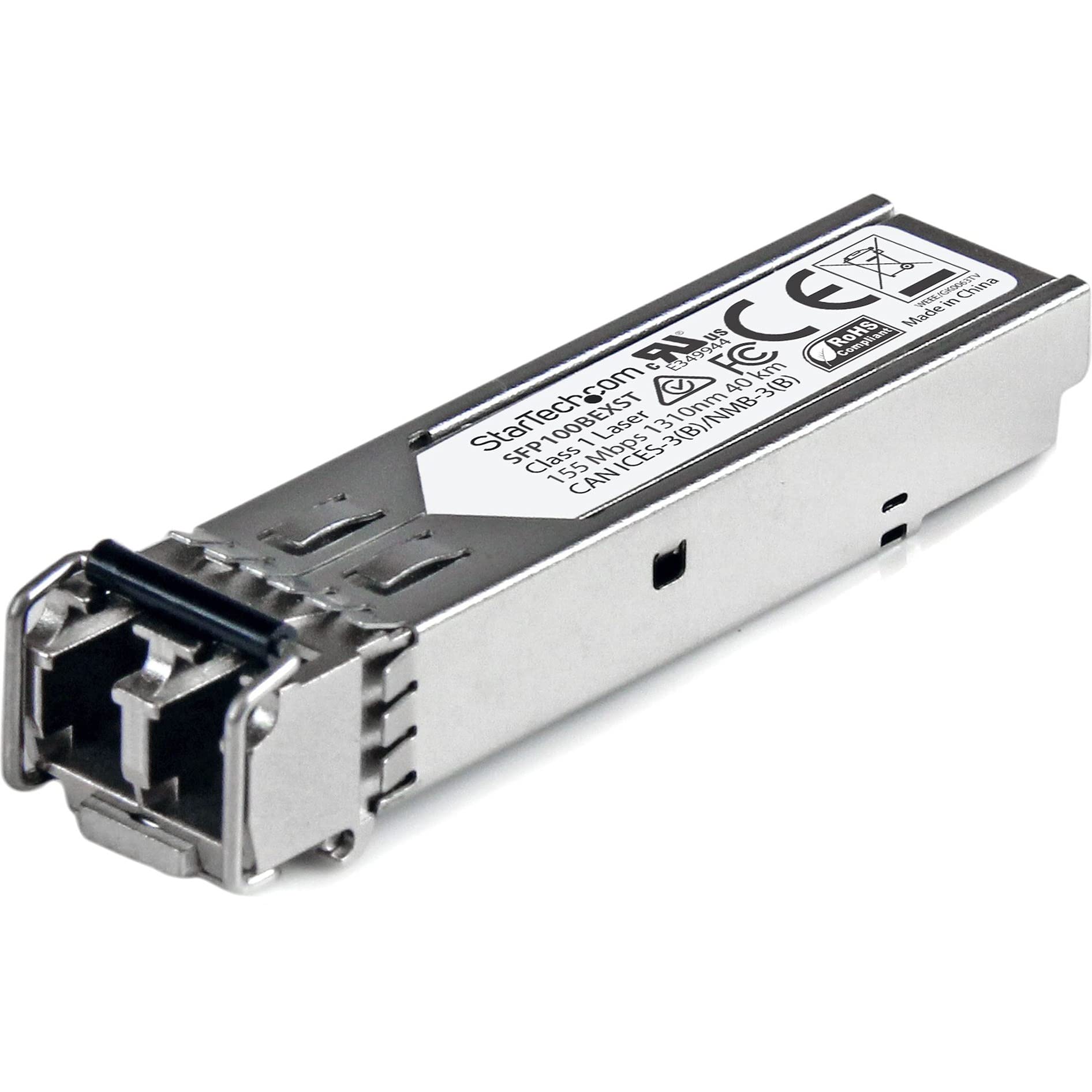 StarTech.com MSA Uncoded Compatible SFP Module - 100BASE-EX - 100MbE Single Mode Fiber (SMF) Optic Transceiver - 100Mb Ethernet SFP - LC 40km - 1310nm - DDM (SFP100BEXST)