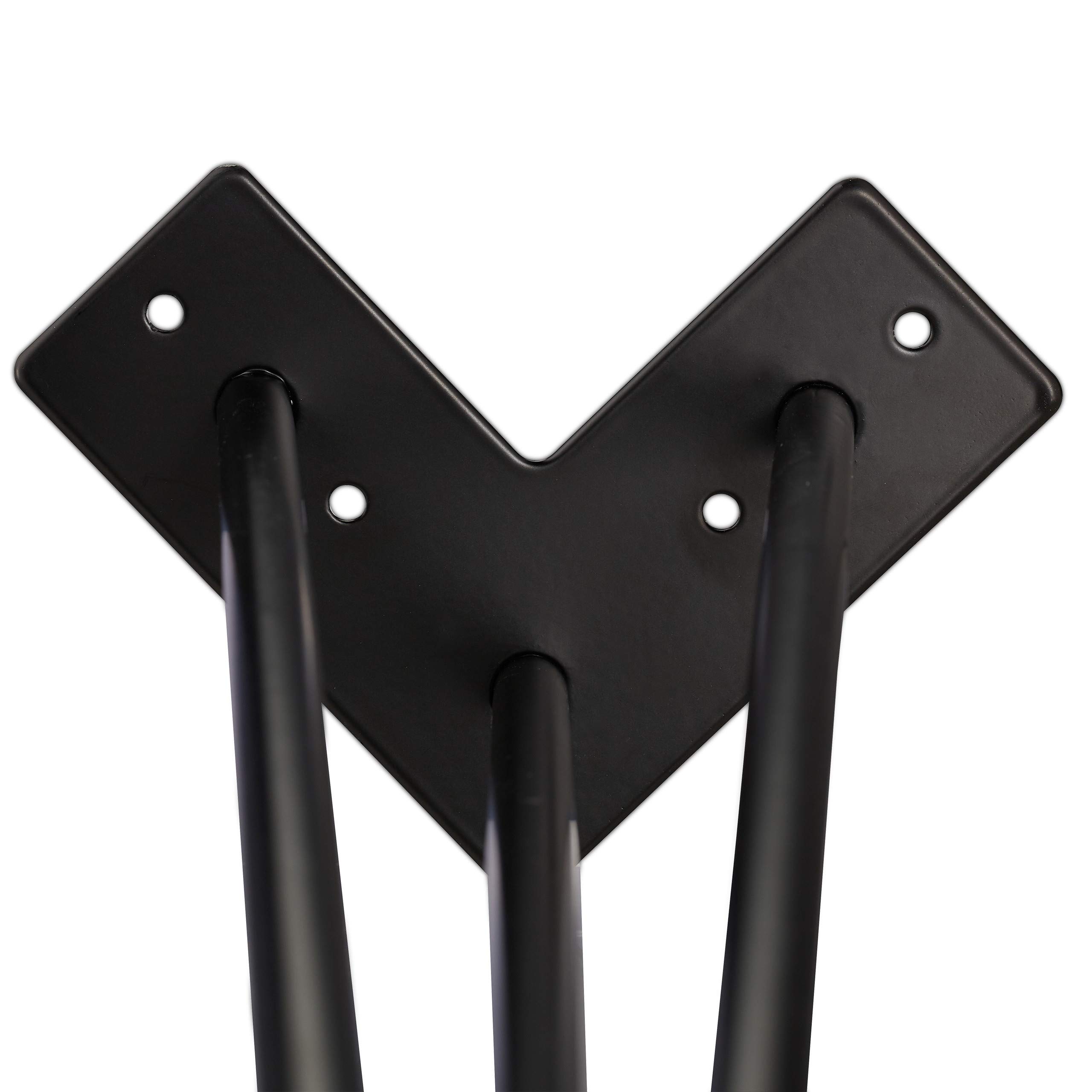 Relaxdays Hairpin Legs, Set da 4, 3 Aste, Metallo, Gamba Tavolo a Forcella, Sgabello Tavolo e Armadio, Alte 30 cm, Nero