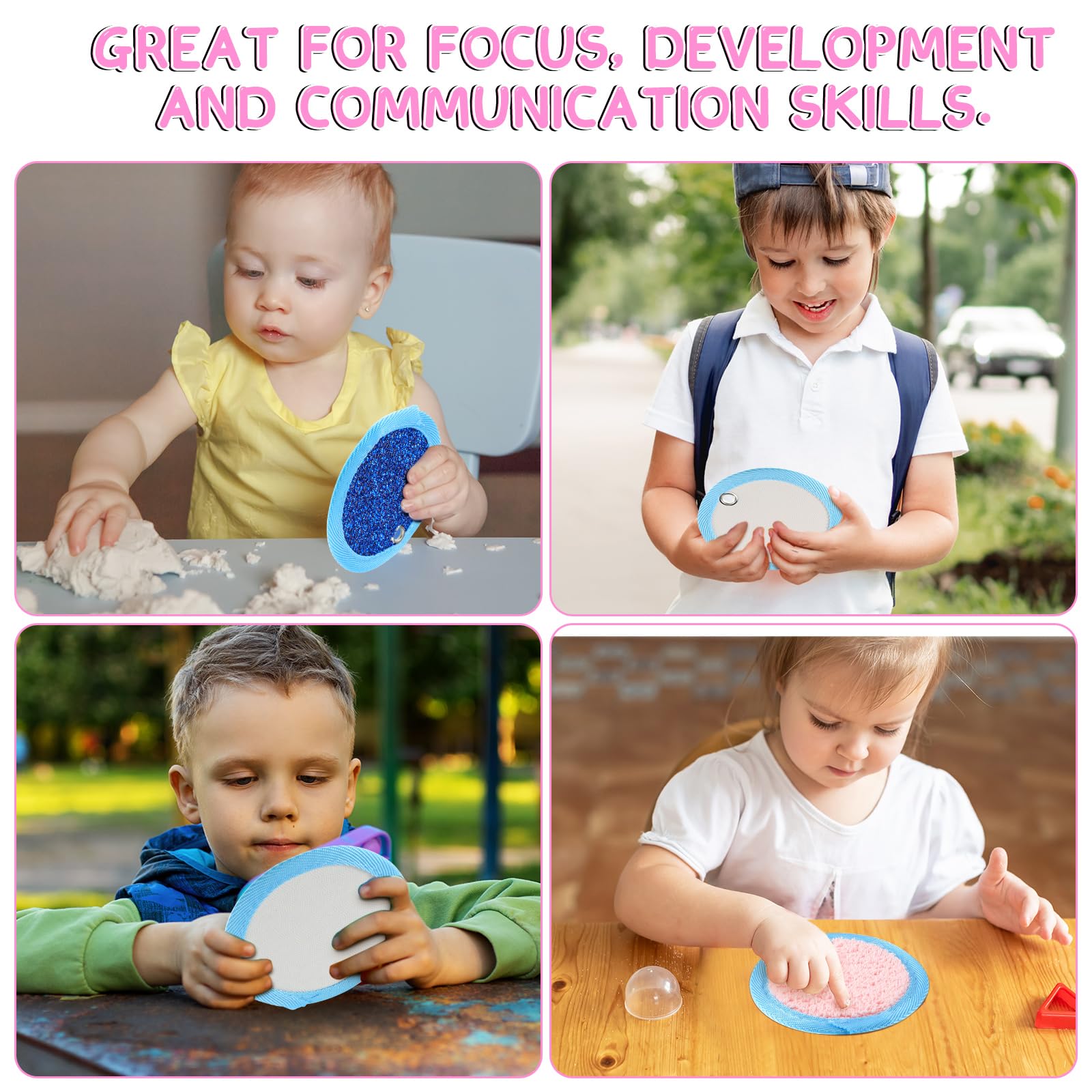 Boao 8 Set Mini Sensory Mats Assorted Textured Play Mats Sensory Floor Tiles Educational Tactile Toys for Activity(4 Inch,Round)