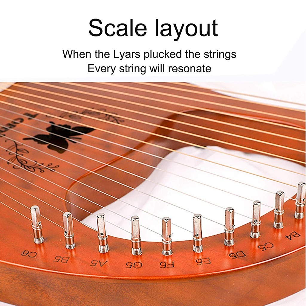 Harfe Instrument Lyre, 16 Saiten Leier Instrument, 16 Saiten Mahagoni Lyre, Haltbare Leierharfe, Gravierte Entwurf mit Tragetasche Stimmschlüssel Reinigungstuch, 16 Strings