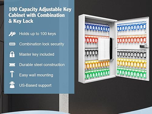 Miniatura 4 de Barska Caja ajustable de 100 llaves con cerradura de combinación, color gris