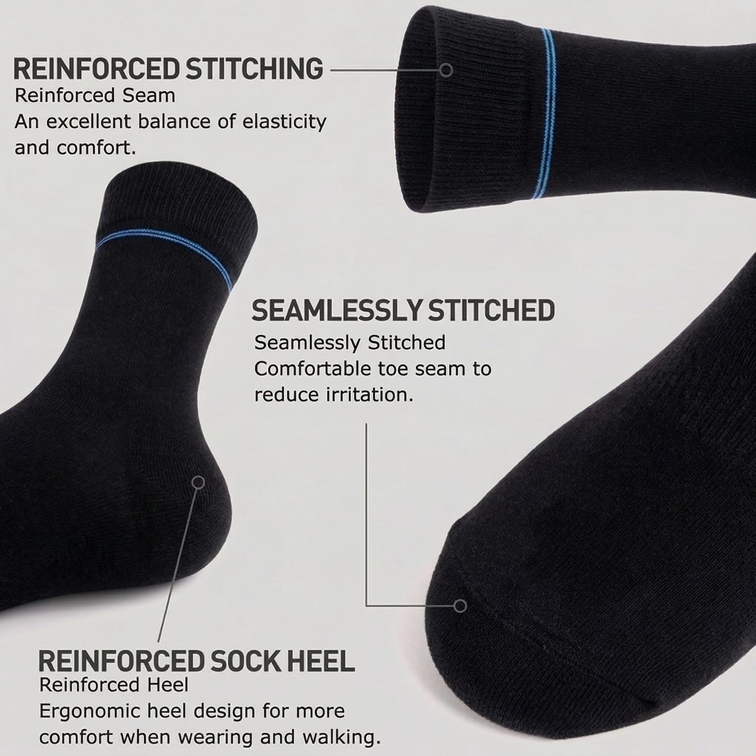 WeciBor Men's Patterned Dress Socks - 6/12 Pairs Seamless Cotton Crew Socks for Business, Office & Daily Wear