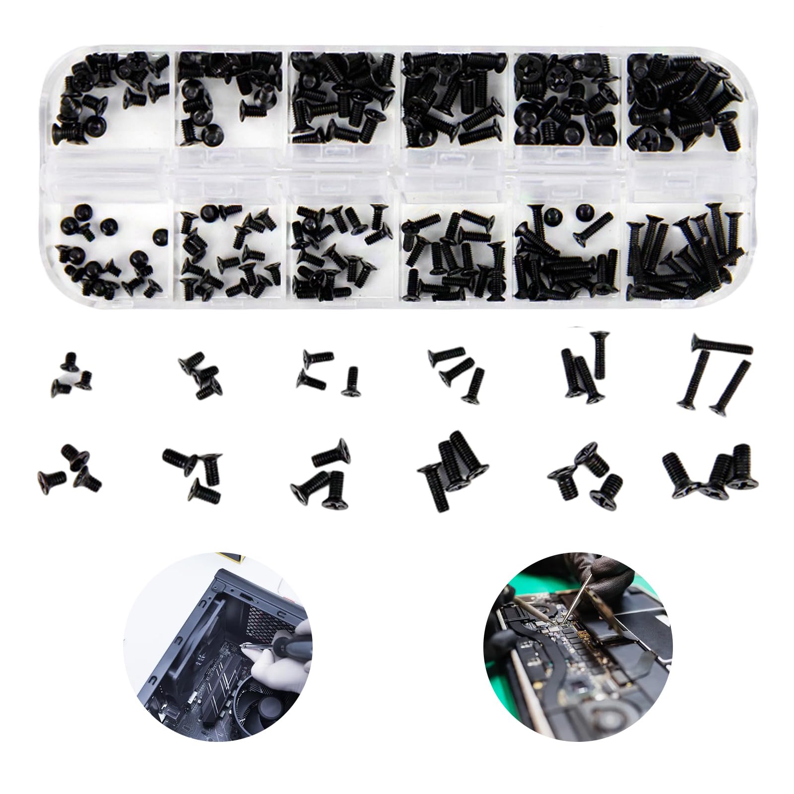 Kit 240 Viti Per Riparazione Laptop M2 M2.5 M3 | Phillips Testa Piatta Con Contenitore Organizzato