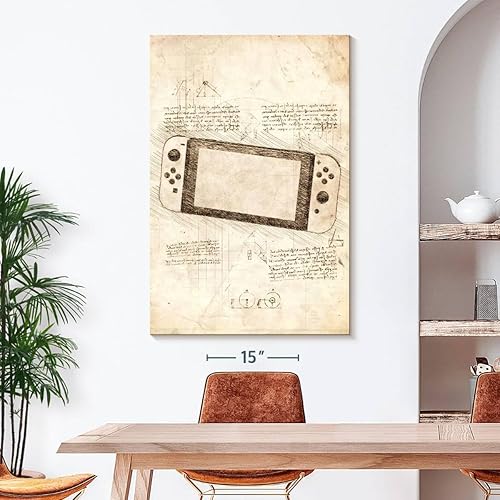 Miniatura 7 de Cornel Vlad - Arte de pared de consola Nintendo Switch - Arte de pared en lienzo vertical - Decoración de pared de sala de estar - Juguete de dibujo