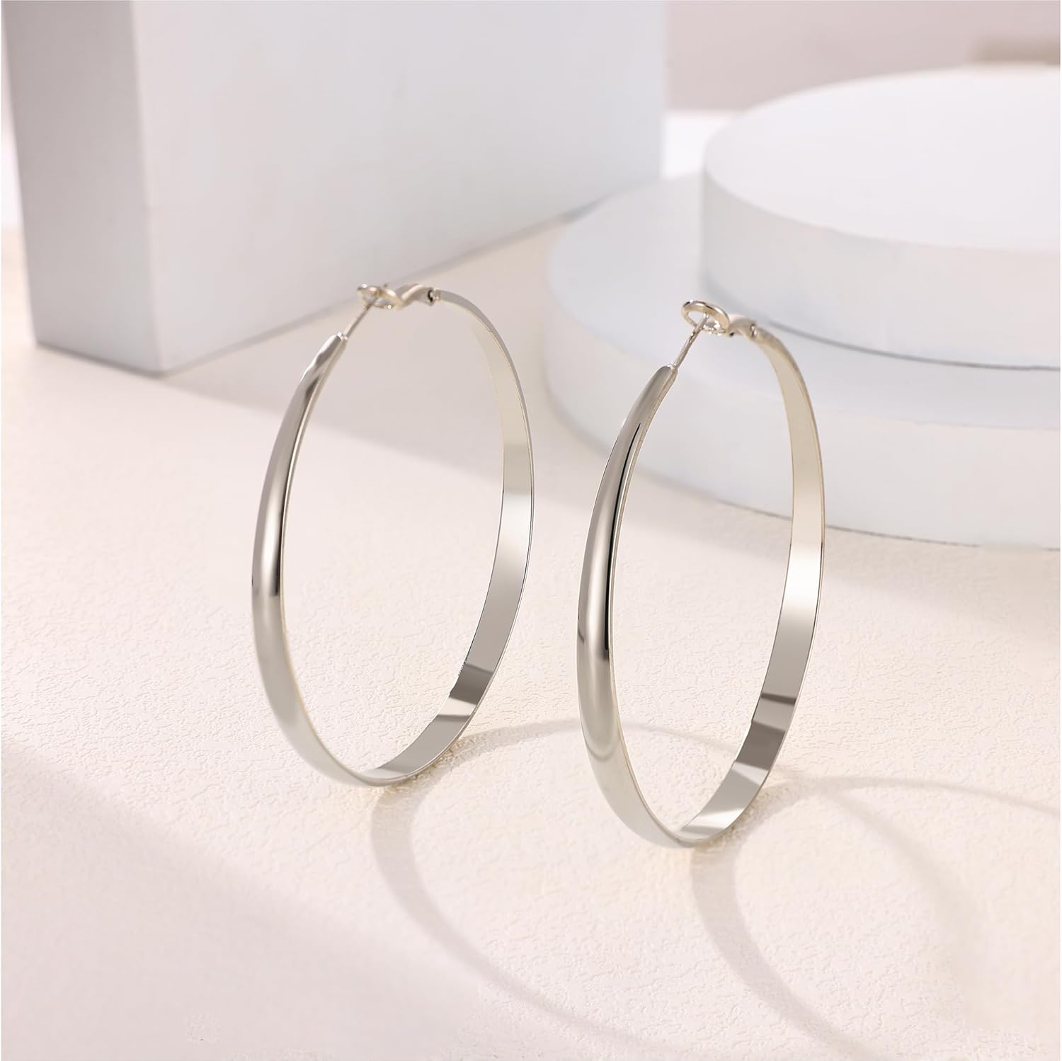 Gacimy 5mm Wide Gold Hoop Earrings for Women, 14K Gold Plated Hoops with 925 Sterling Silver Post, Hypoallergenic Earrings for Women - Image 7