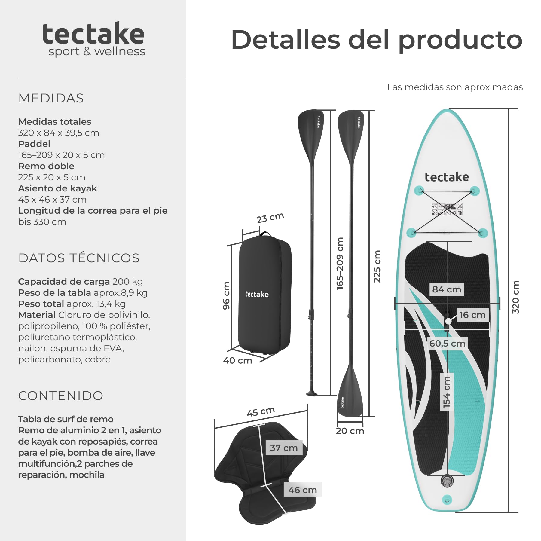 tectake® Tabla Sup Hinchable Kayak Convertible