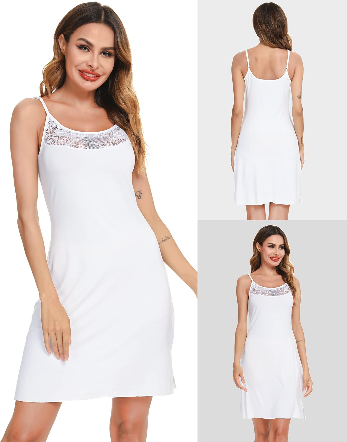 Vlazom Women Full Slips Sexy Soft Slip Dress for Under Dress Spaghetti Strap Cami Slip Chemises V Neck Negligee S-XXL - Image 3