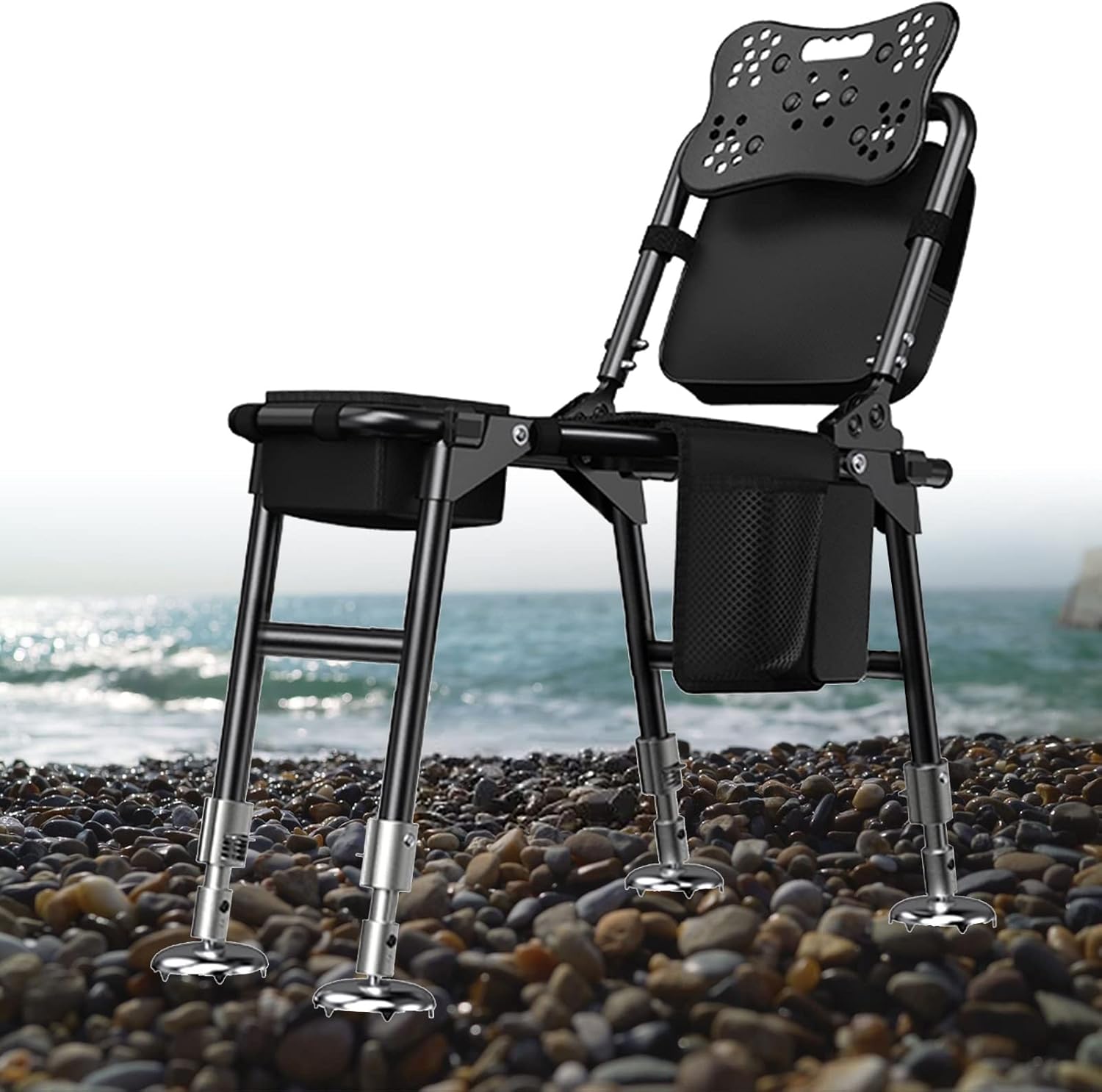 Fishing Chair Uneven Ground Fishing Seat Set, Oversized Adjustable Portable Lounge