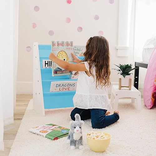 Miniatura 24 de Wildkin Estantería de madera para niños, diseño de lona premium con 4 estantes de tela, organizador para el hogar o el aula, natural con aguamarina