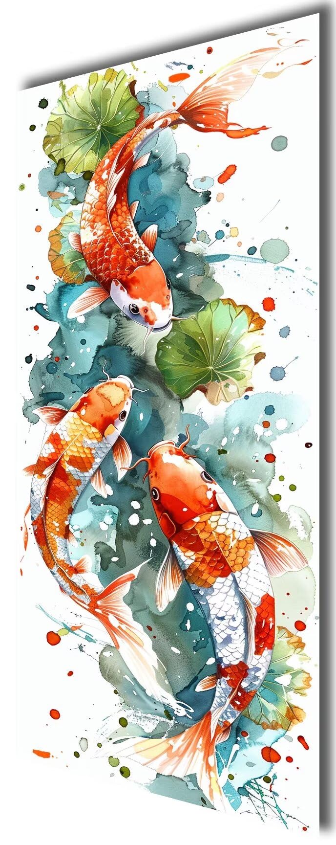 Peinture Numero Adulte Koi Fleur Peinture Numero Enfant,Kits de Peinture au Numéro Coloriage par Numero Adulte,Adulte Paint by Numbers avec 3 Pinceau et Pigment Acrylique,80 x 200 cm Sans Cadre yf114