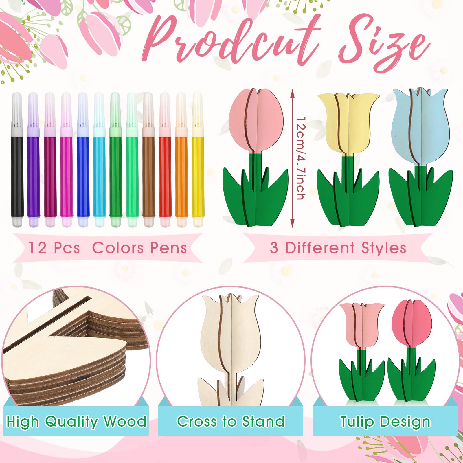 Amazon.com: MotiMind 60 Pcs Spring Tulip Crafts Set with 12 Pcs