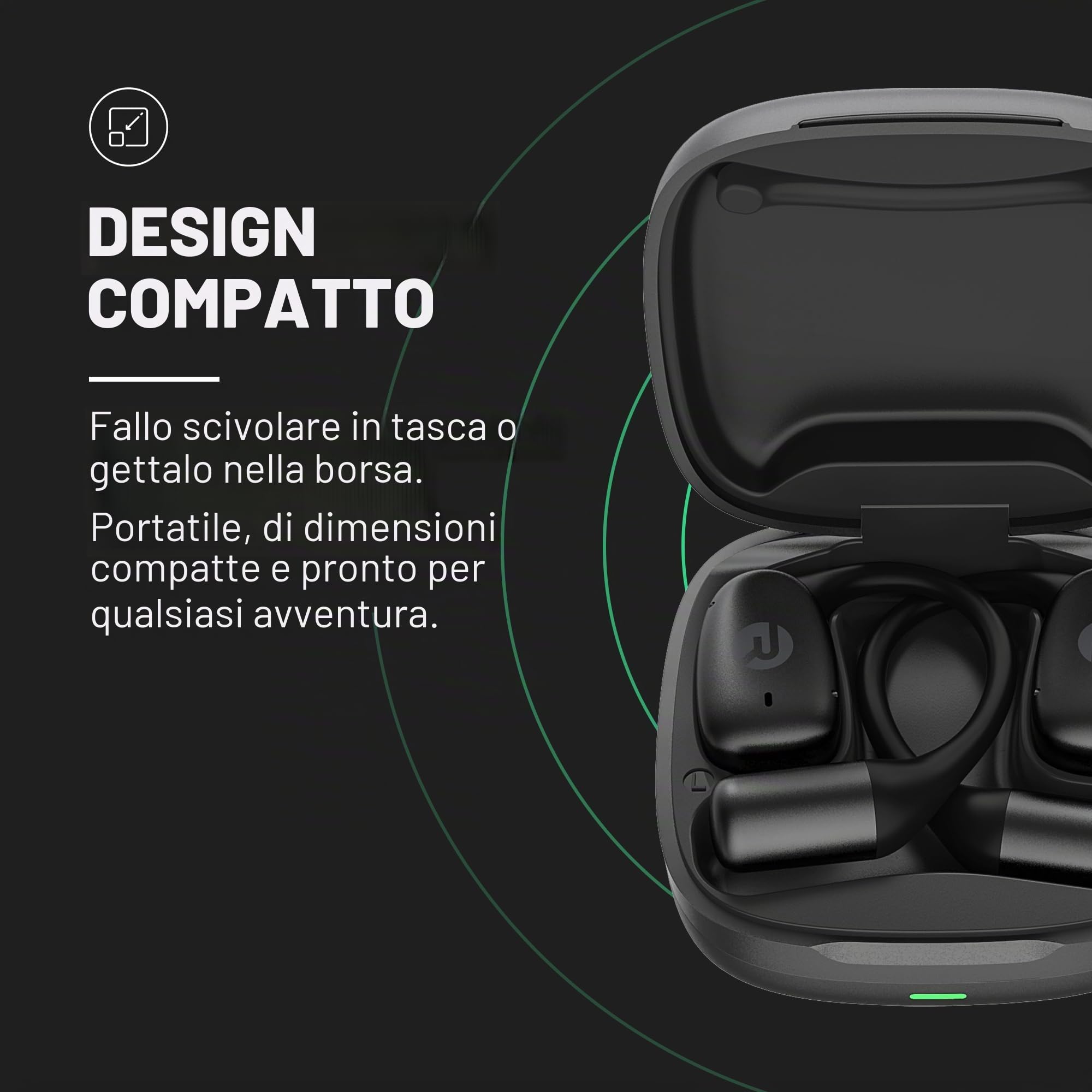 Raycon Essential Open Earbuds – True Wireless Open Ear Bluetooth 6.0 Cuffie, Ultra-Leggero, Comfort Hook Design, IPX5 Resistente all'acqua, 36 ore di durata della batteria (viola)
