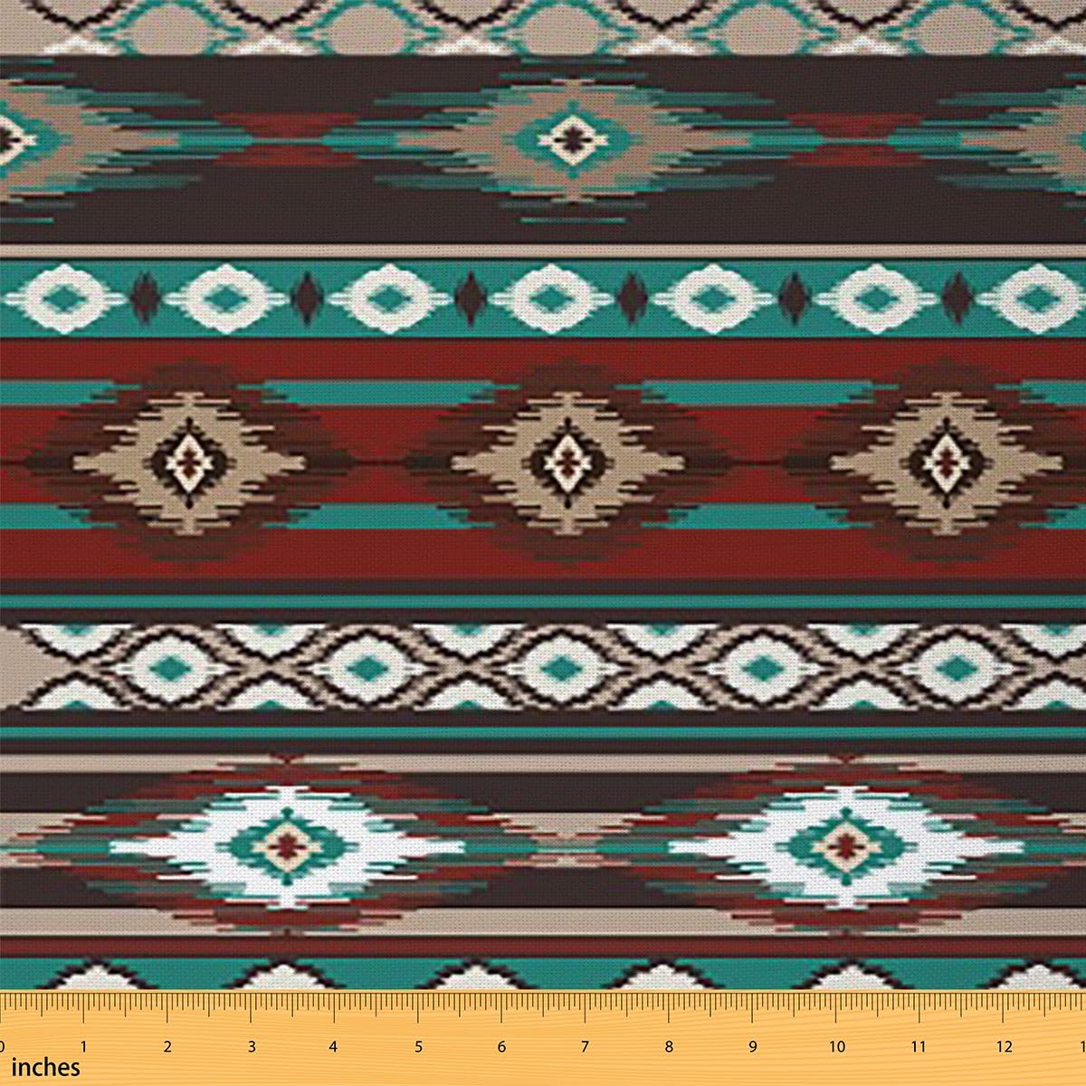 Erosebridal Western Boho Fabric by The Yard - Southwestern Aztec Upholstery, Ethnic Tribe Indoor Outdoor Retro Vintage Geometric DIY Waterproof -