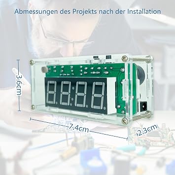 EIELE Digital Clock Soldering Set for Transparent Casing, Automatic Brightness Adjustment, DIY Soldering Exercise Set for Beginners and Soldering Enthusiasts (Soldering Required)