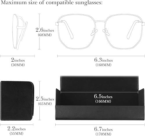 Miniatura 2 de Linkidea Funda rígida extra grande para lentes de sol, organizador de almacenamiento de lentes de sol de gran tamaño compatible con D1OR Diorbay S1U