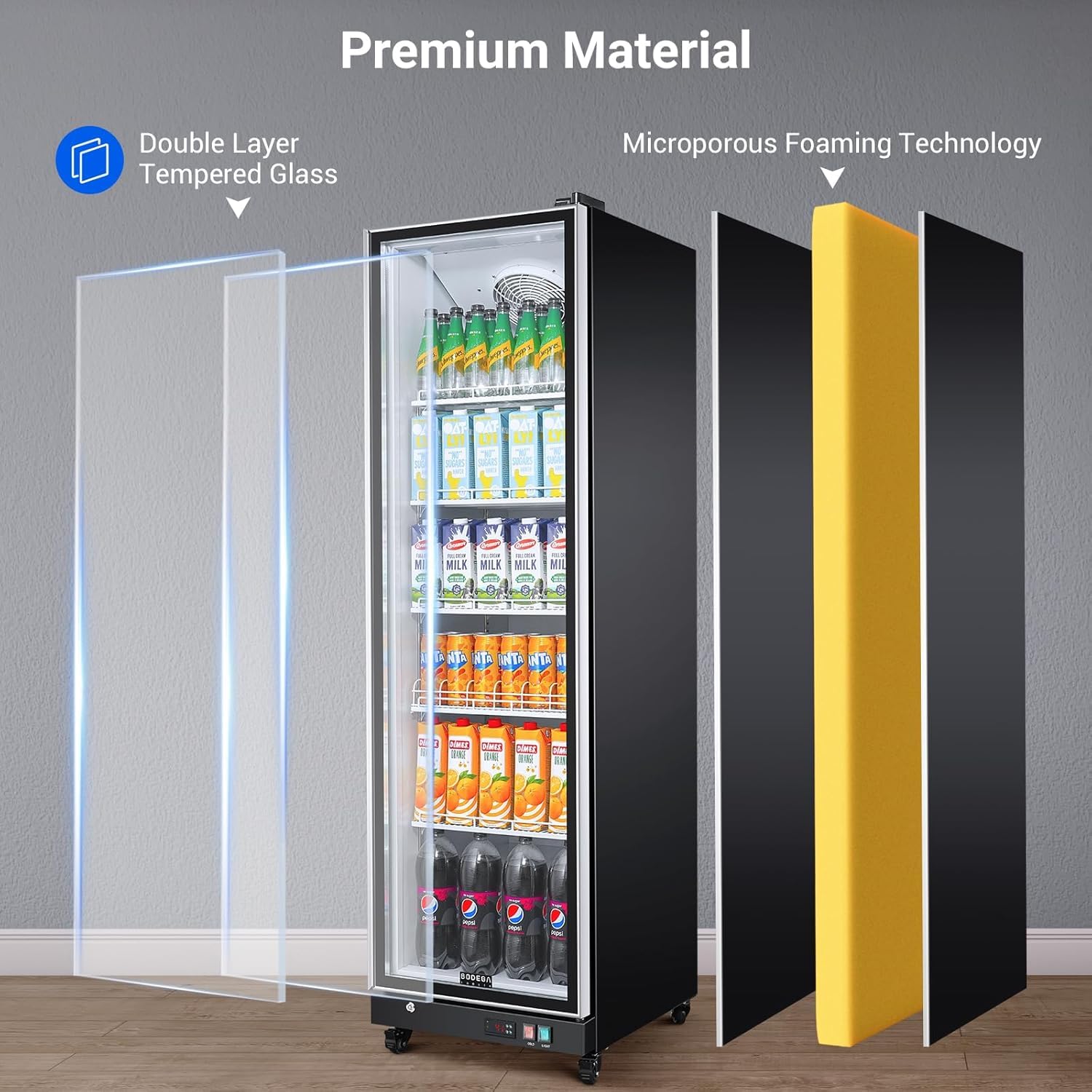 Bodegacooler Commercial Beverage Refrigerator With Glass Door,12.5 Cu.Ft Commercial Drink Refrigerator,Upright Large Display Merchandiser Beverage Bar Cooler With Soft LED Light,Adjustable Shelves on Fridge.com - View 6