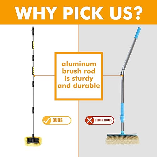 Miniatura 4 de MOFEEZ Cepillo de lavado de coche de 10 pulgadas mango de flujo de agua de 60 pulgadas con interruptor de encendidoapagado y accesorio de manguera