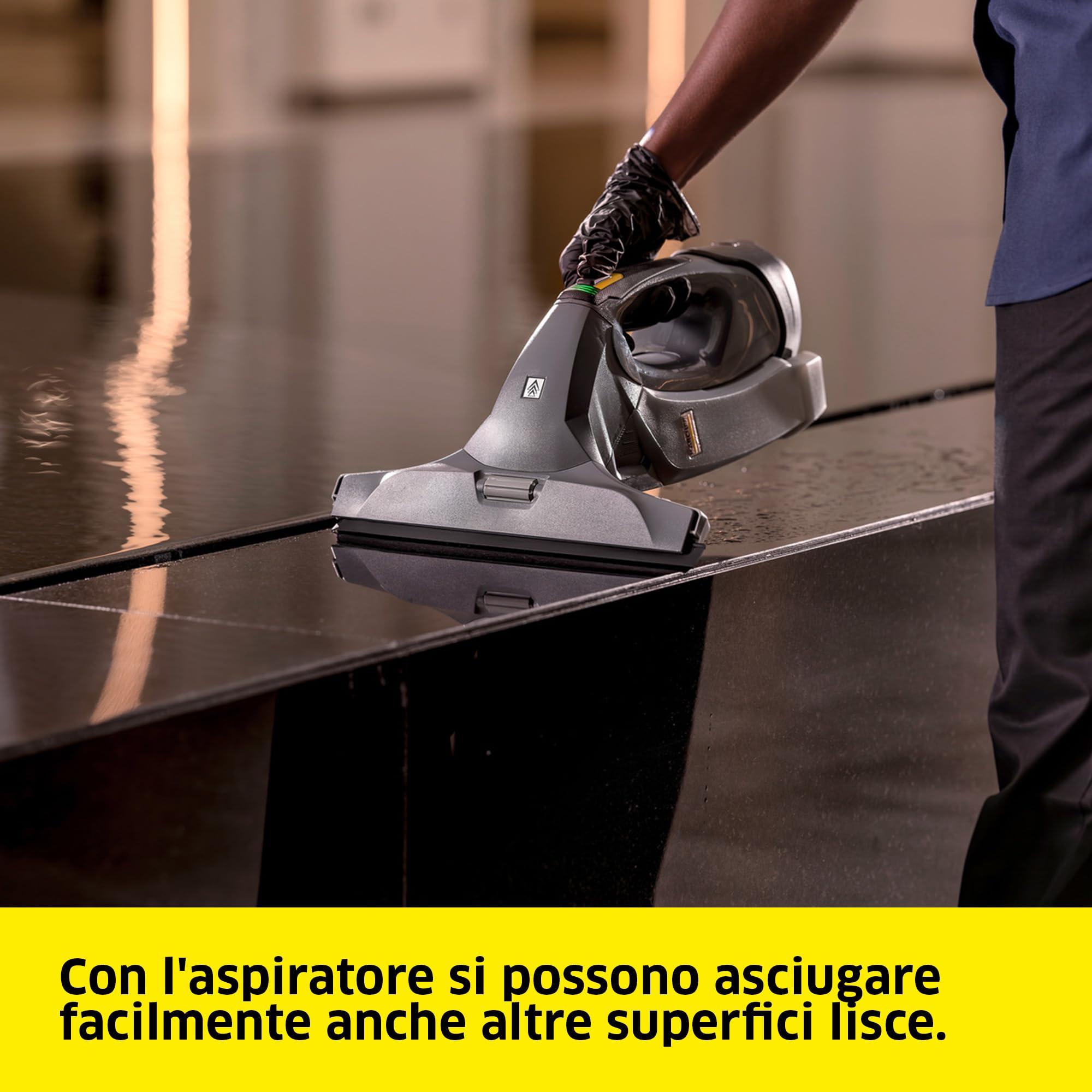 KÄRCHER Lavavetri Asporagocce a batteria WVP 10 per la pulizia senza sbavature di finestre, piastrelle e altre superfici lisce, grigio